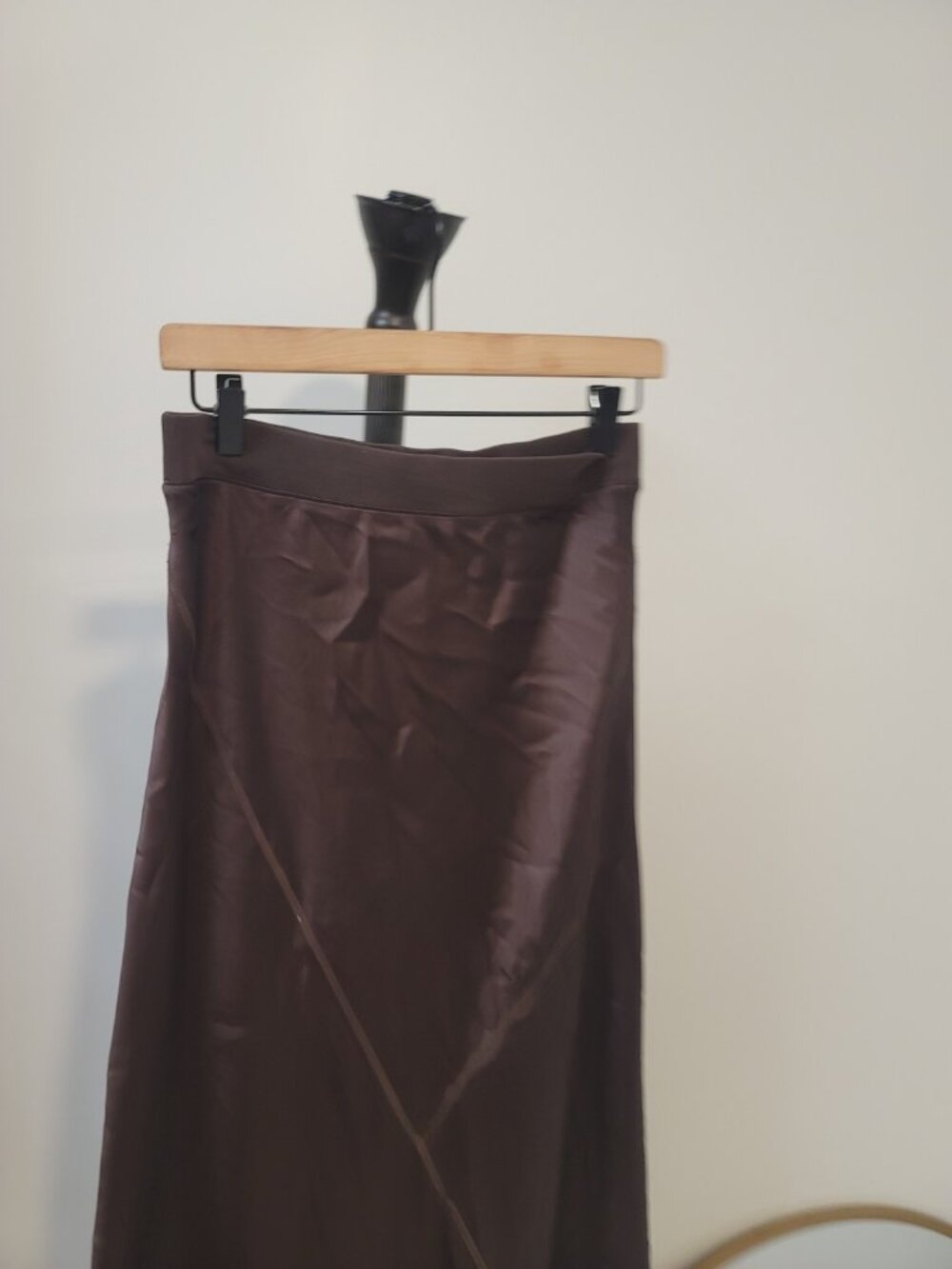 ATM Anthony Thomas Melillo 100% SILK MIDI PULL-ON SKIRT IN Brown sz Small - Picture 5 of 8